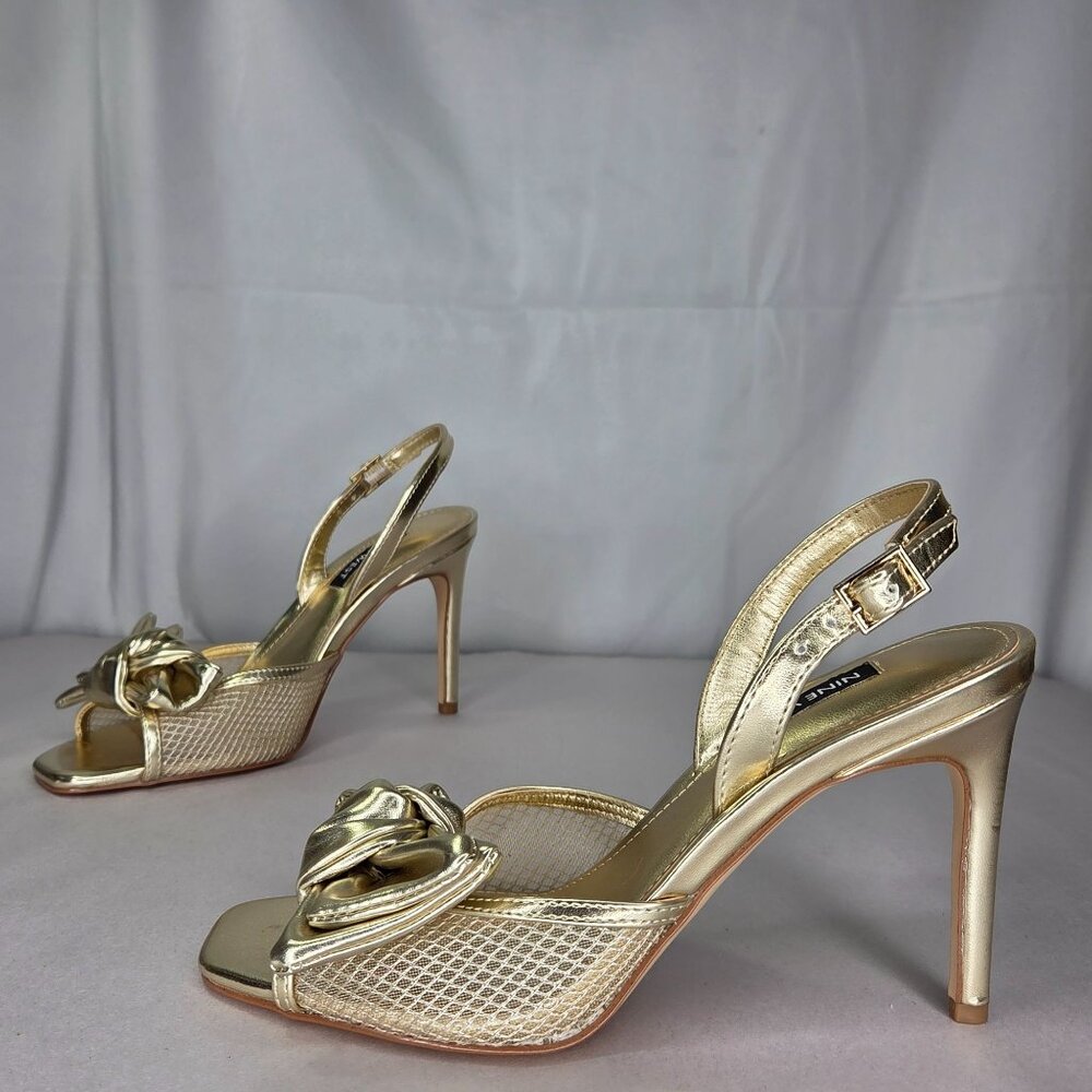 Nine West Women's Gergia Stiletto Heel Open Toe Dress Sandals - Gold